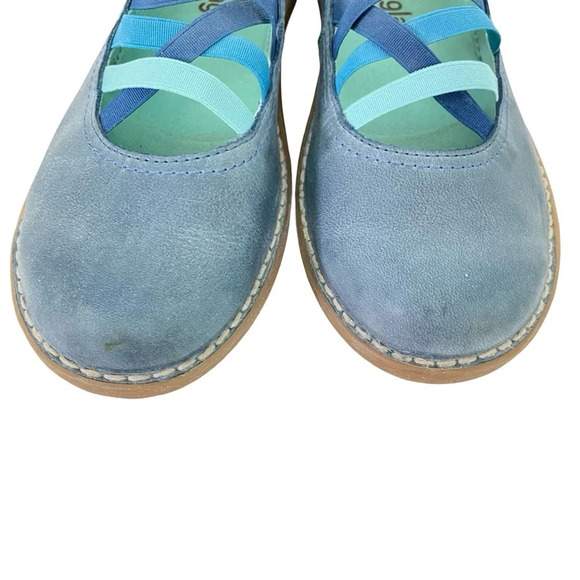 Comfortable Blue Leather Flats - Picture 3 of 12